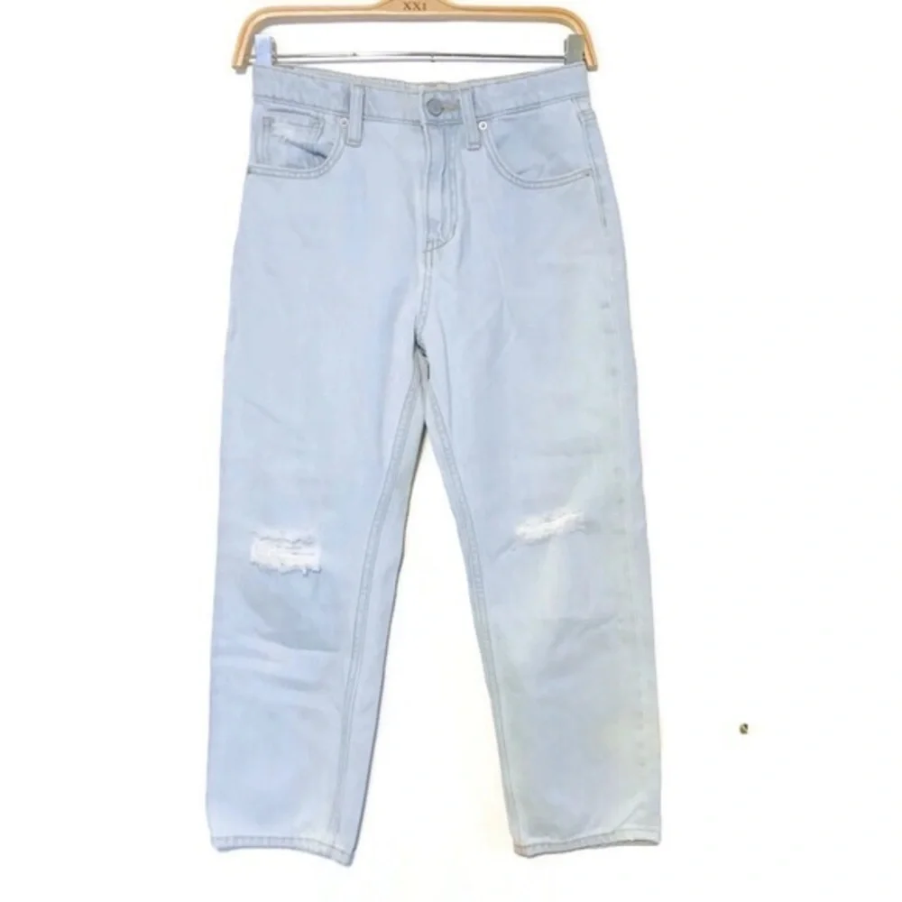 Old Navy High Rise Slouchy Straight Light Wash Distressed Jeans Girl’s size 12